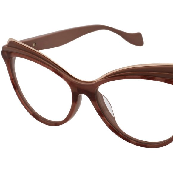 Brendel Handmade Acetate Pink Blush Taupe Tortoise Frames with Gold Accents - Picture 13 of 13